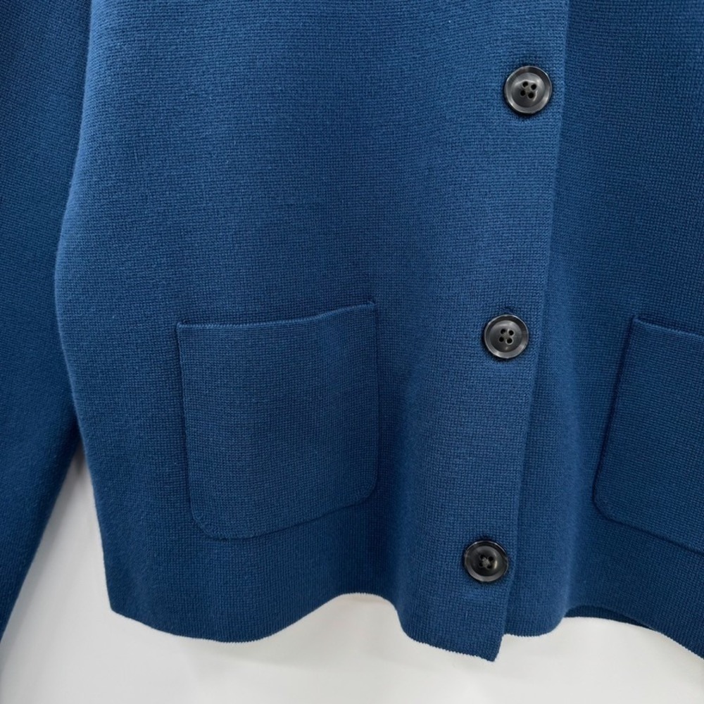 Uniqlo Washable Milano Ribbed Collared Jacket in Blue with Pockets Size M - Picture 5 of 11
